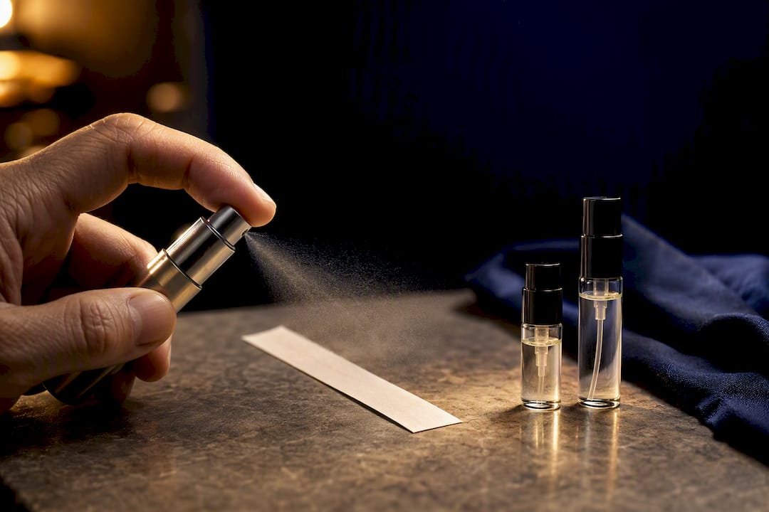 Testing sprays from a small perfume decant