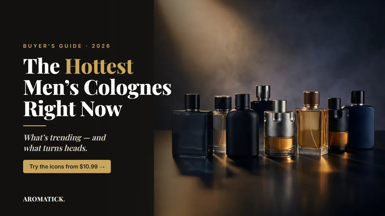 The hottest men's colognes right now 2026: a moody lineup of designer cologne bottles, buyer's guide hero