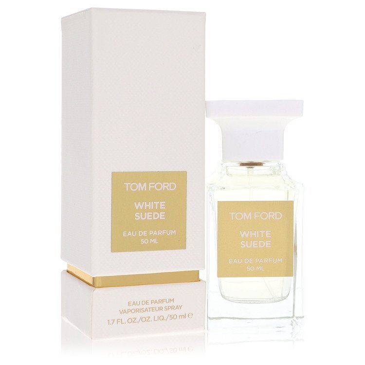 Tom Ford White Suede perfume bottle and packaging on a white background