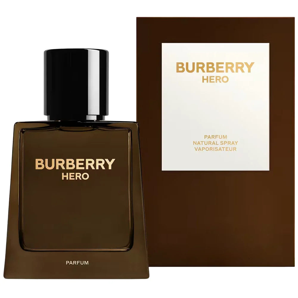 Burberry Hero perfume bottle and packaging on a white background