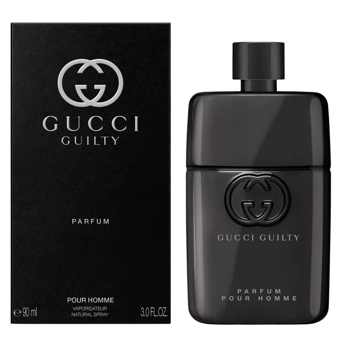 Gucci Guilty Parfum for Men packaging on a white background