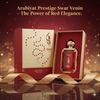Arabiyat Prestige Swar Venin perfume bottle and packaging on a reflective surface with a blurred background.