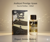 Arabiyat Prestige Ayaan Eau de Parfum bottle and packaging on a beige background