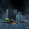 Swarovski Aramis perfume bottle with packaging on a dark surface with decorative elements.