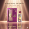 Arabiyat Prestige Ash'aa Mauve Eau de Parfum with packaging on a reflective surface.