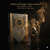 Arabiyat Prestige Nasha Smoke perfume bottle and packaging with smoke effect on a dark background