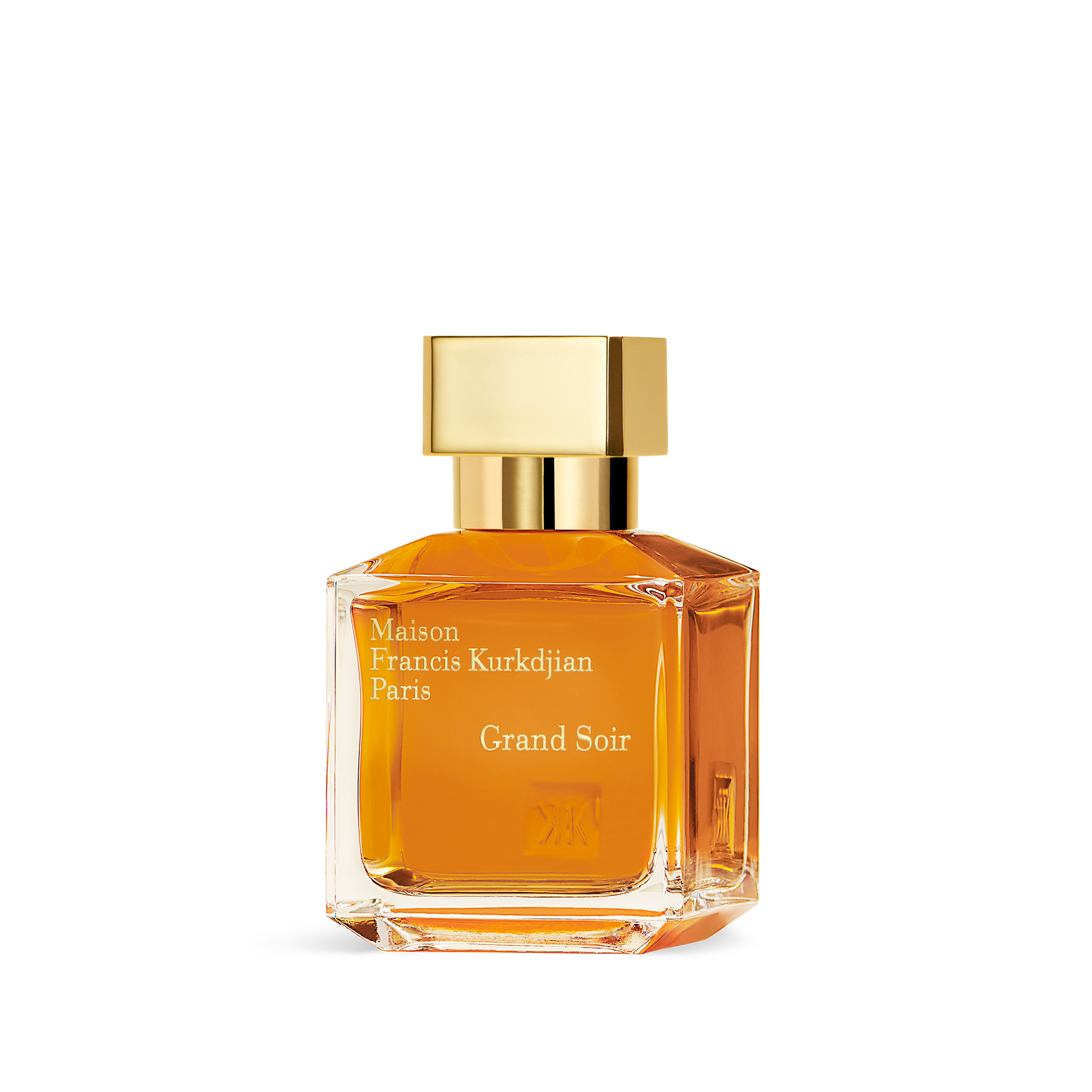 Maison Francis Kurkdjian Grand Soir EDP bottle 2.4 oz displayed in elegant evening setting with amber glow