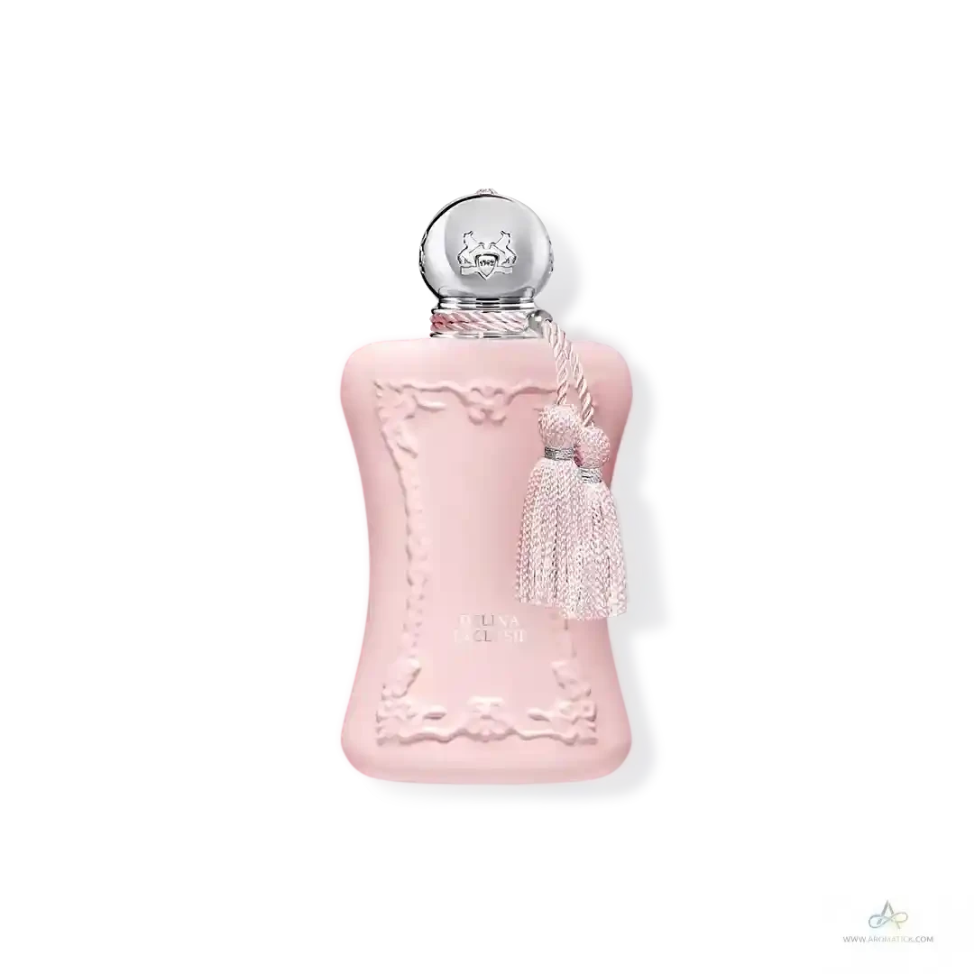 Elegant pink bottle of PDM Delina Exclusif EDP with silver cap and tassel, a luxurious women's fragrance in the perfumes & colognes category.