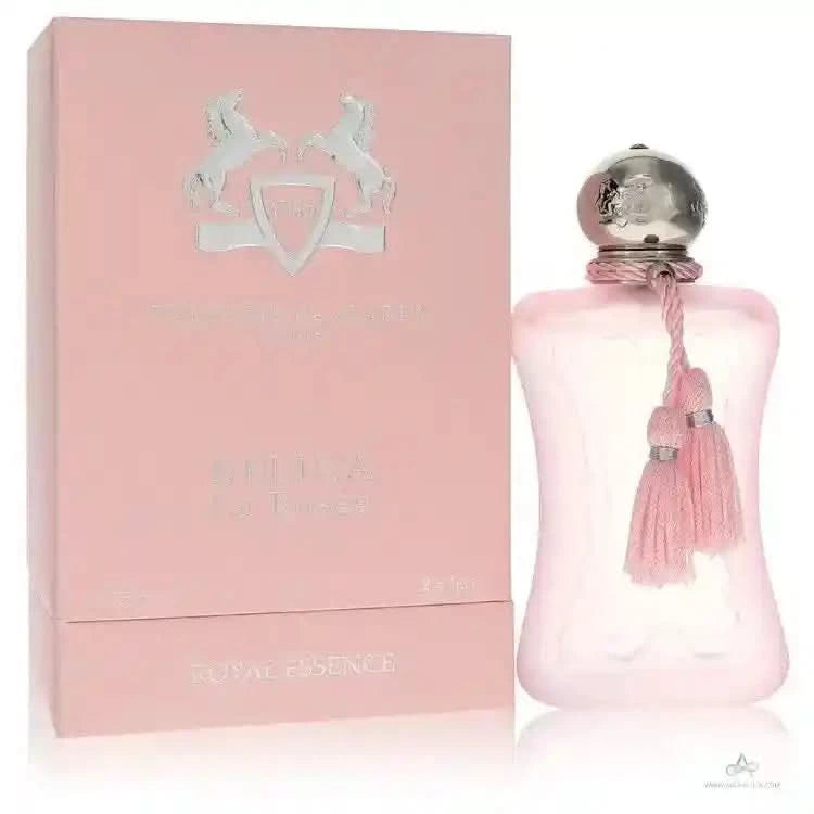 PDM Delina La Rosée EDP perfume with pink box and elegant bottle, featuring floral notes of litchi, rose water, and peony for women.