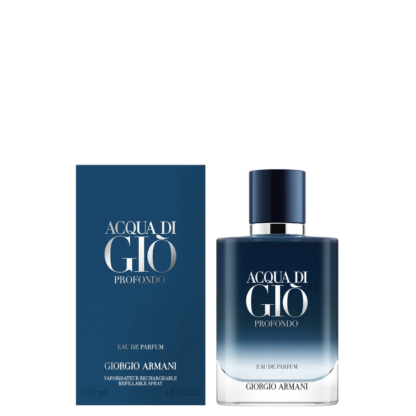 Giorgio Armani Acqua di Gio Profondo perfume bottle and packaging on a white background
