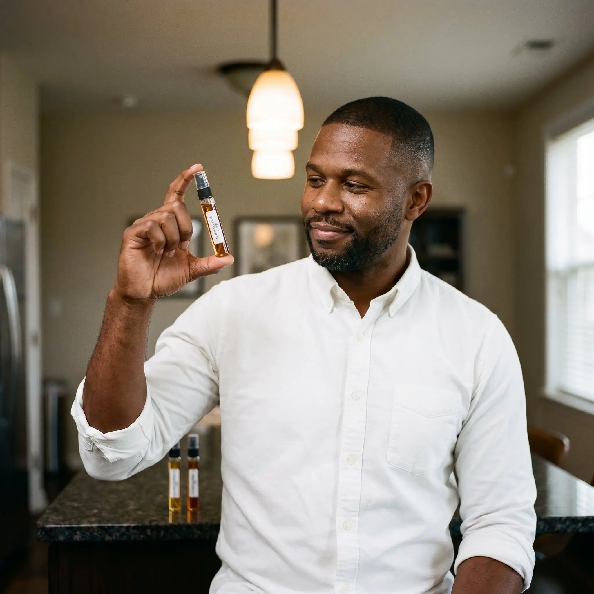 Man holding JPG Le Male Le Parfum decant — Date Night Duo Father's Day gift from Aromatick