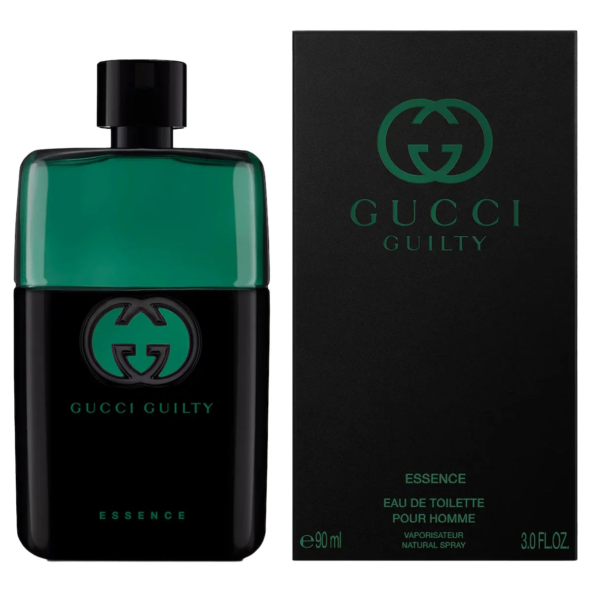 Gucci Guilty perfume bottle and packaging on a white background