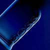 Close-up of a blue phone case with 'BOSS' branding on a dark background