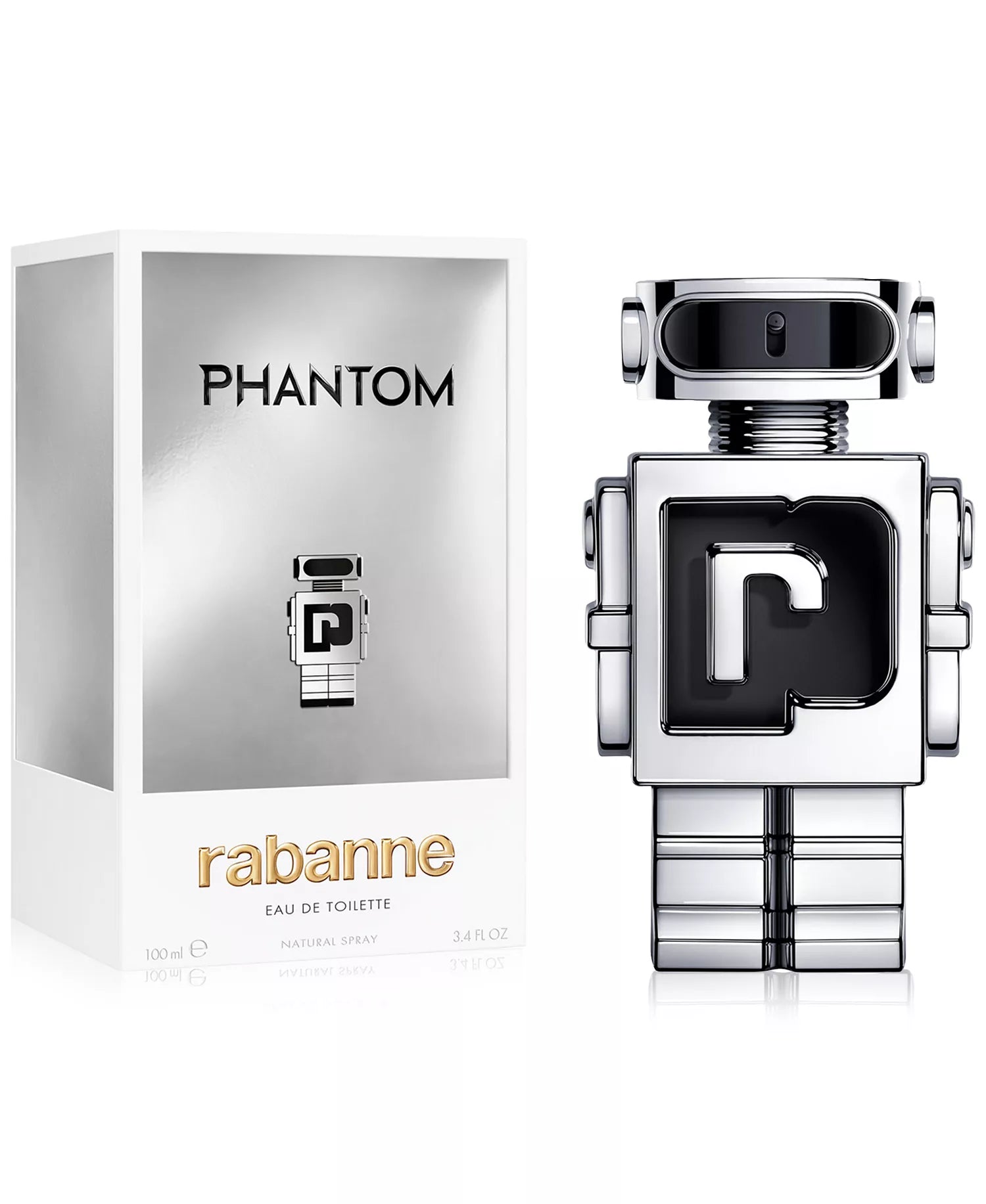Rabanne Phantom perfume bottle and packaging on a white background