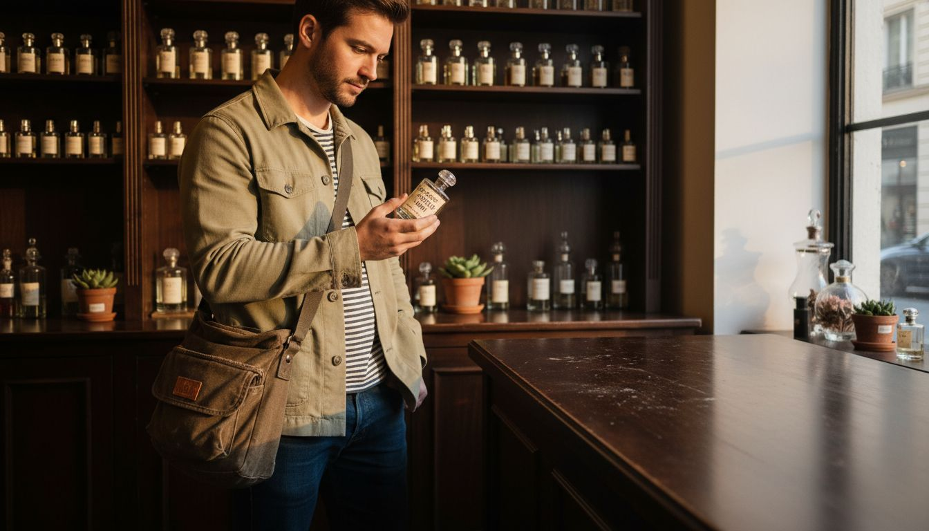 Customer selecting niche perfume in boutique