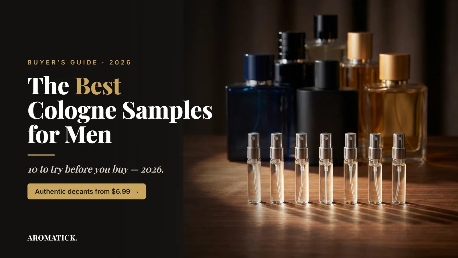 Best cologne samples for men 2026: a lineup of masculine designer cologne bottles and sample decant vials