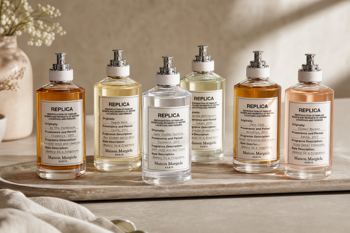 Editorial hero image for an article about Maison Margiela Replica Perfume: Best Scents Ranked, featuring maison margiela…