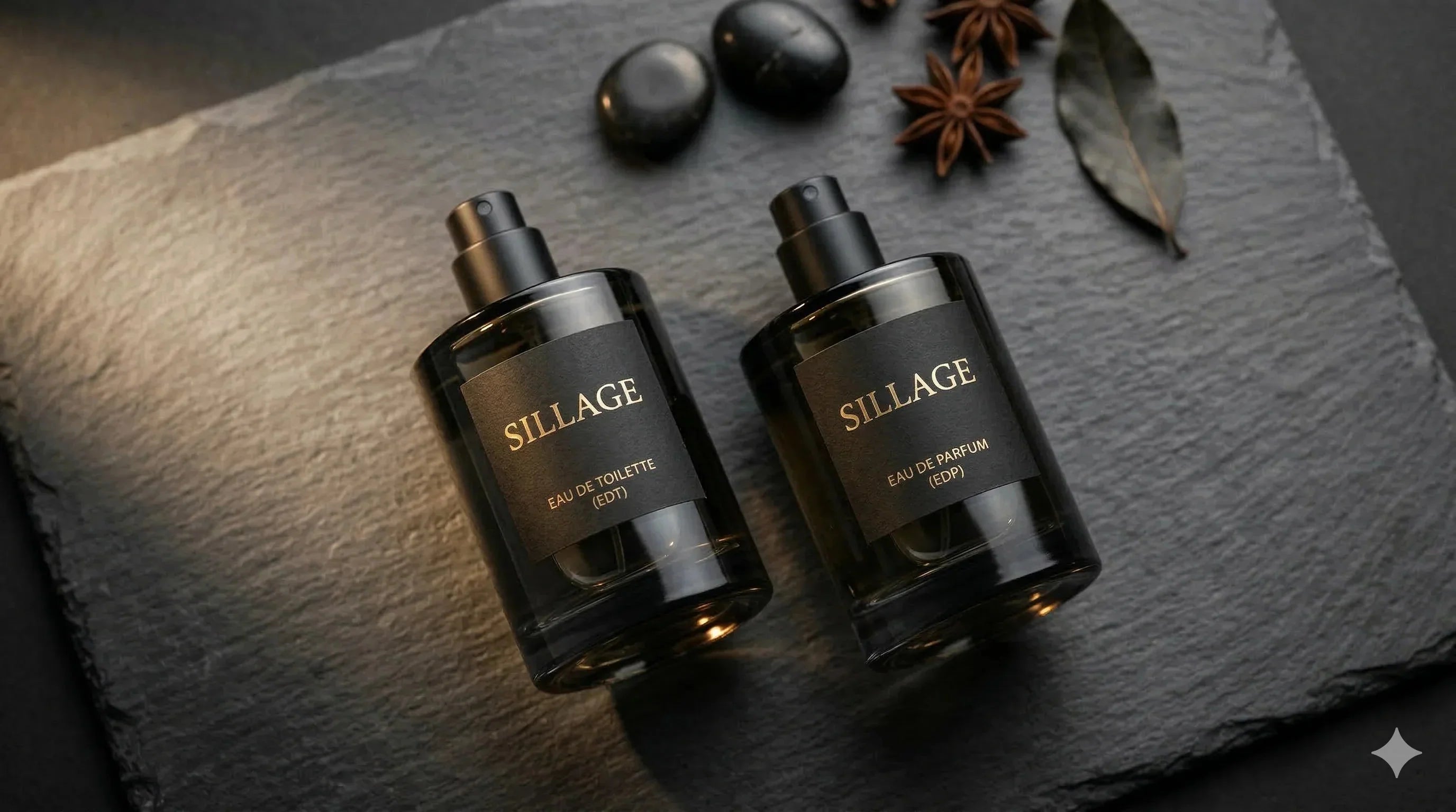 two bottles of cologne in edt and edp concetration