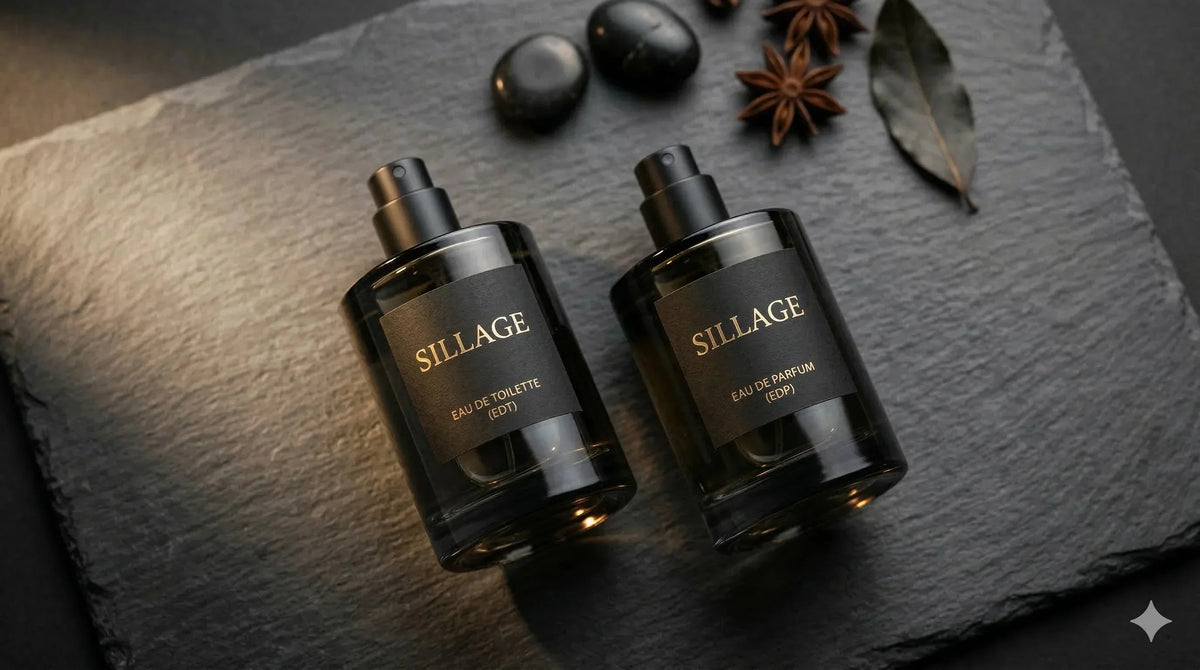 two bottles of cologne in edt and edp concetration