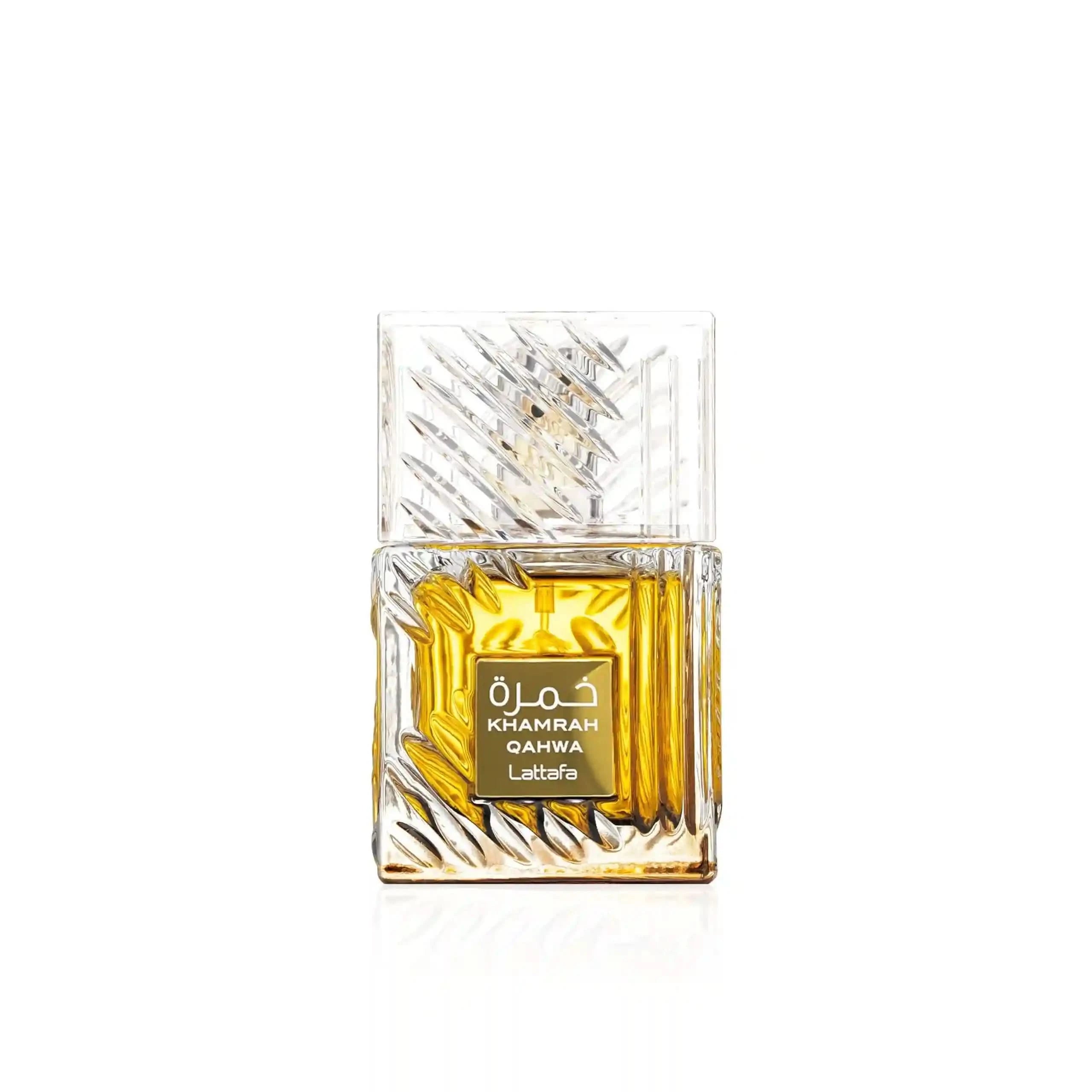 Perfume bottle with intricate design on a white background