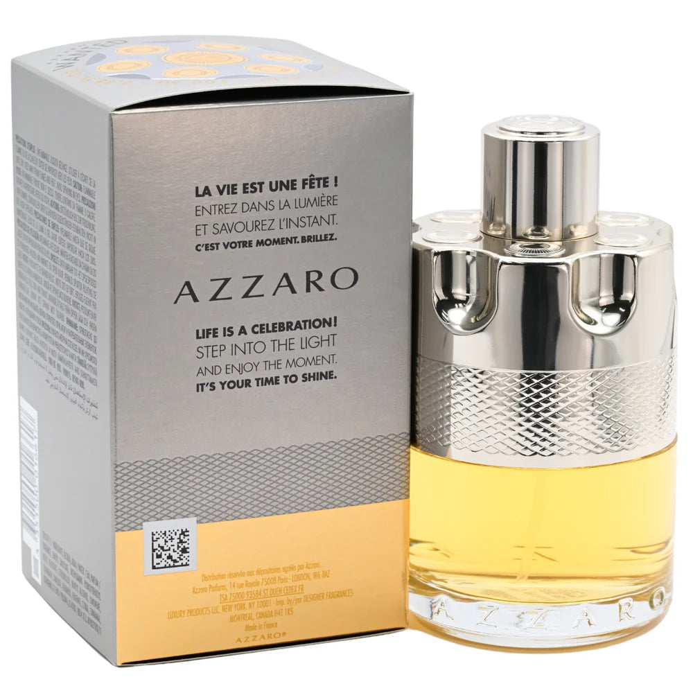 Azzaro perfume bottle with packaging on a white background