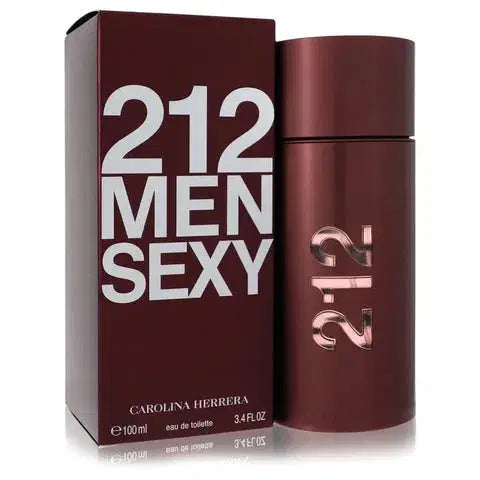 Carolina Herrera 212 Men Sexy perfume bottle and packaging on a white background