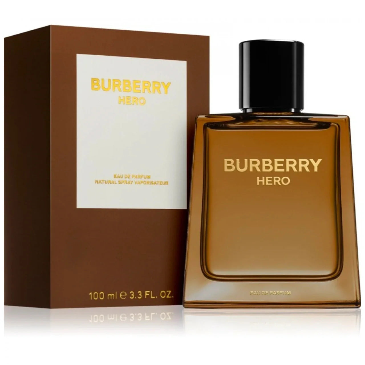 Burberry Hero perfume bottle and packaging on a white background