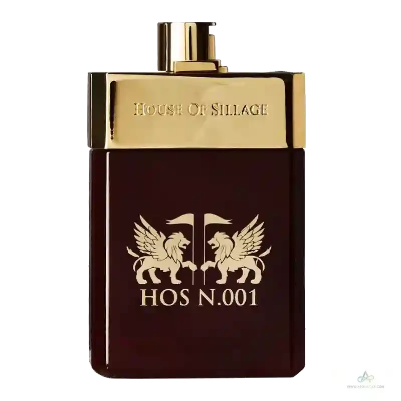HOS N.001 EDP by House of Sillage in a sleek red bottle with gold accents, a bold men's fragrance with fresh and woody tones.