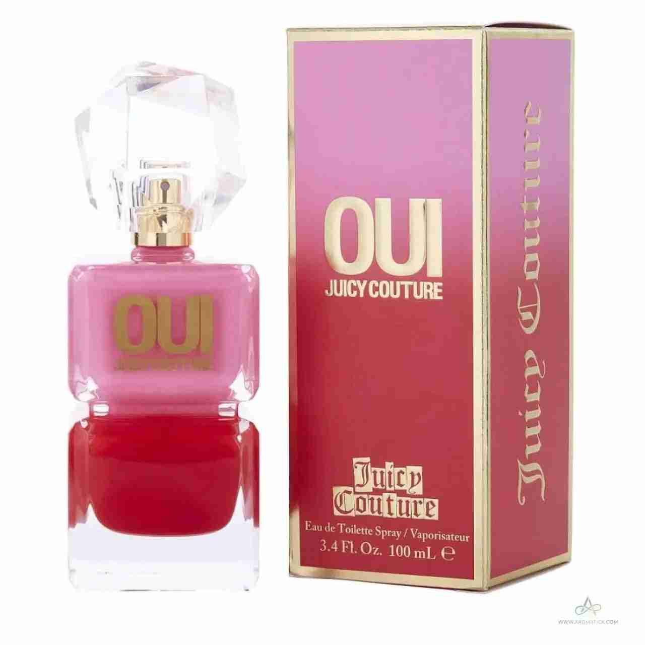 Juicy Couture Oui perfume bottle and packaging on a white background