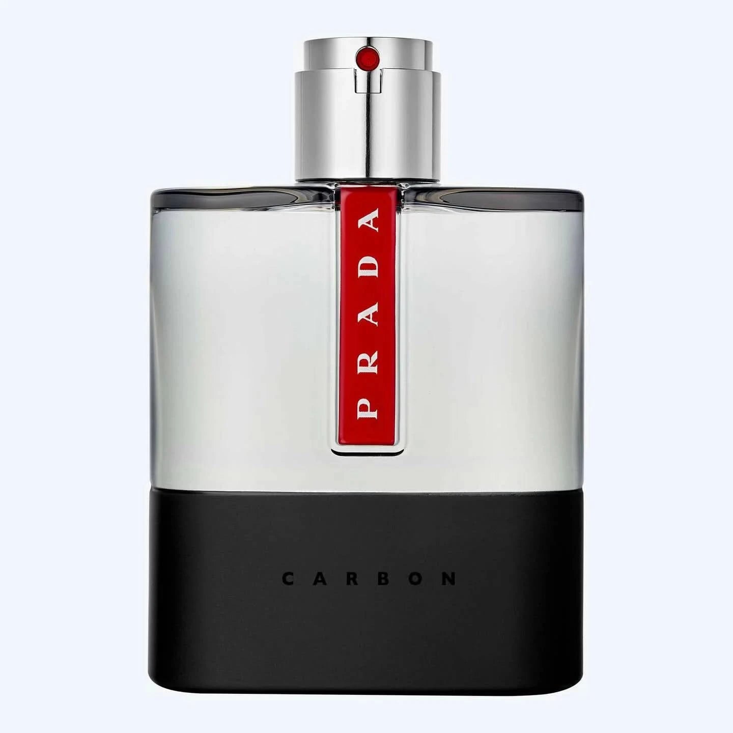 Prada Carbon perfume bottle on a light gray background