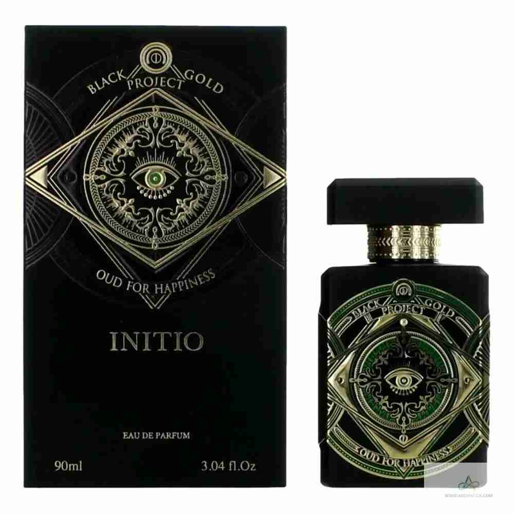 Black Project Gold Initio Eau de Parfum bottle and packaging on a white background