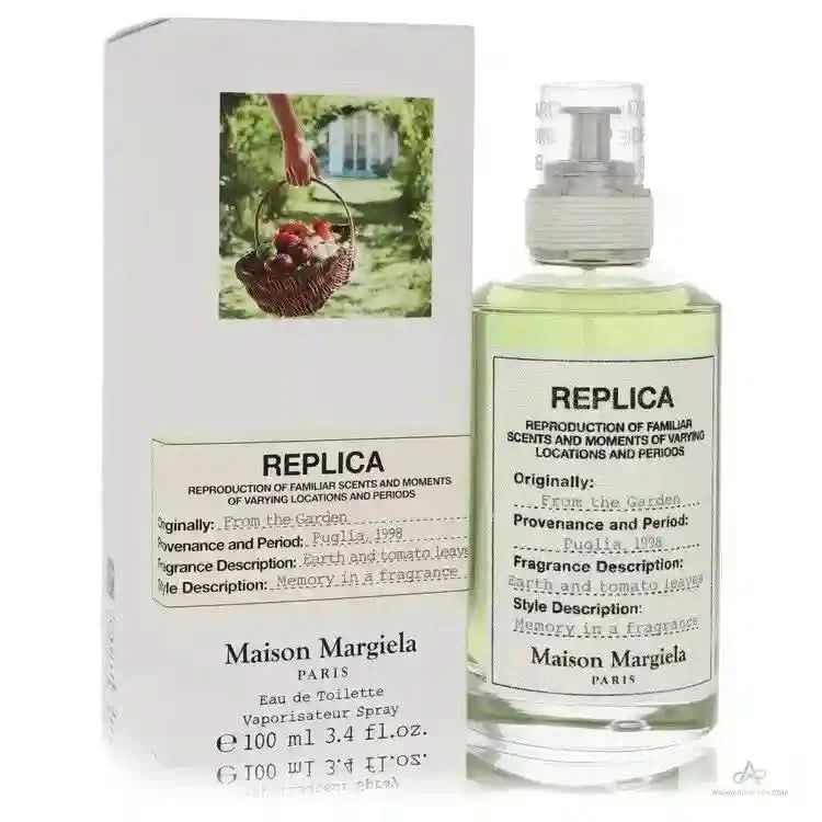 Replica From the Garden EDT by Maison Margiela in 100ml bottle with box, a green unisex fragrance featuring tomato leaf and patchouli notes.