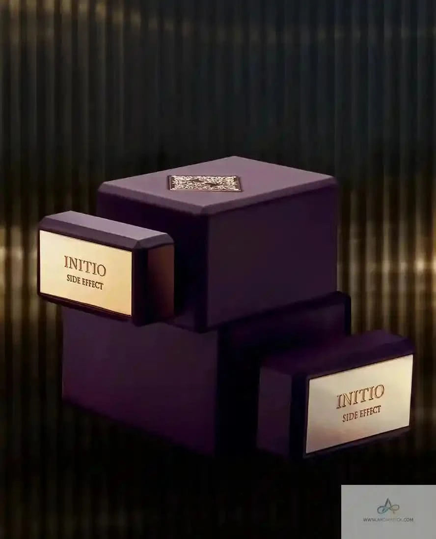 Stacked Initio Side Effect EDP bottles with gold labels, representing the bold and seductive essence of this niche unisex perfume.
