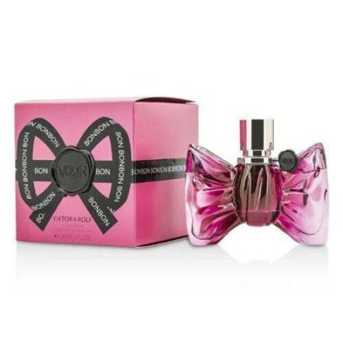Pink Viktor & Rolf Bonbon perfume bottle and packaging on a white background