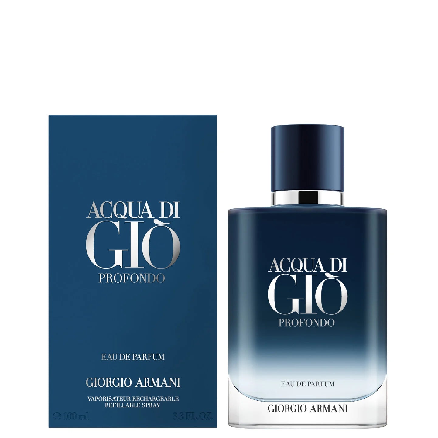Giorgio Armani Acqua di Gio Profondo Eau de Parfum bottle and packaging on a white background