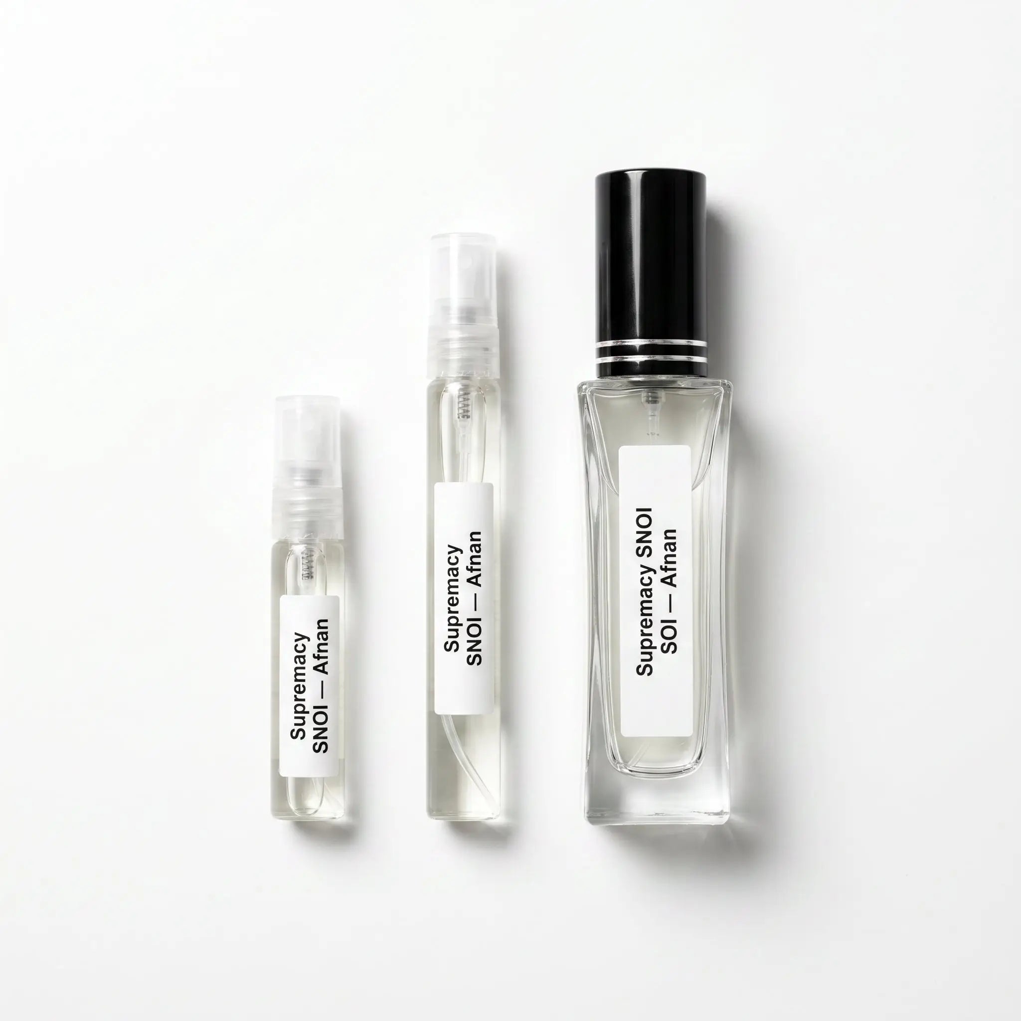 Afnan Supremacy Not Only Intense decant sizes 5ml 10ml and 20ml on white background
