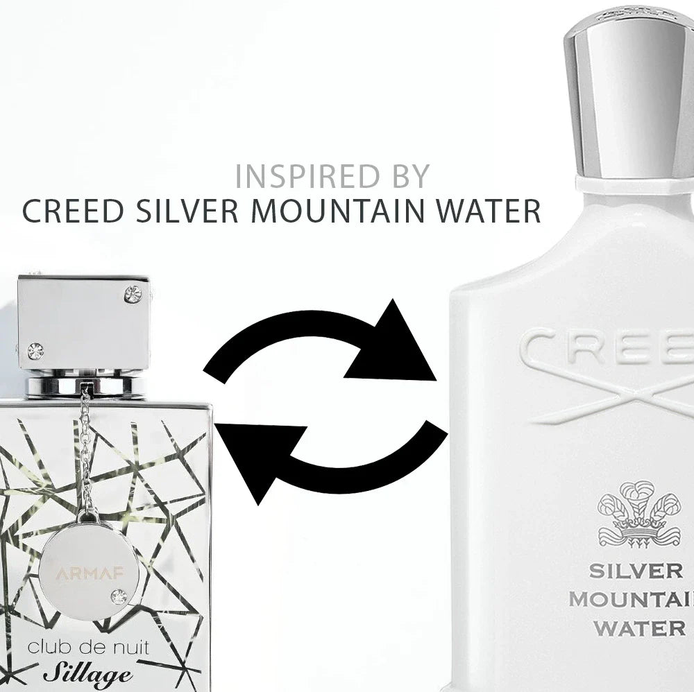 Club de Nuit Sillage by Armaf luxury cologne inspired by Creed Silver Mountain Water