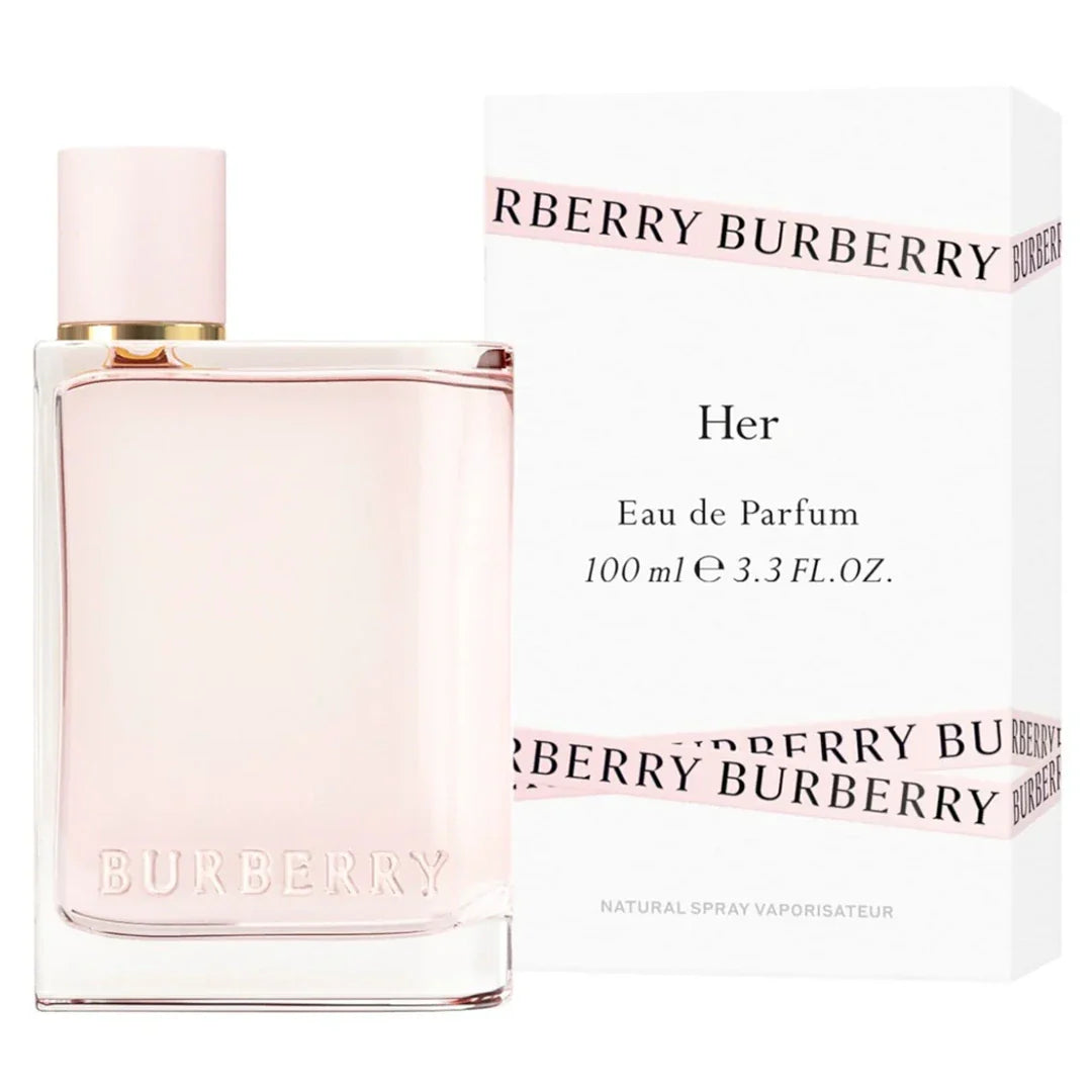 Burberry perfume bottle and packaging on a white background