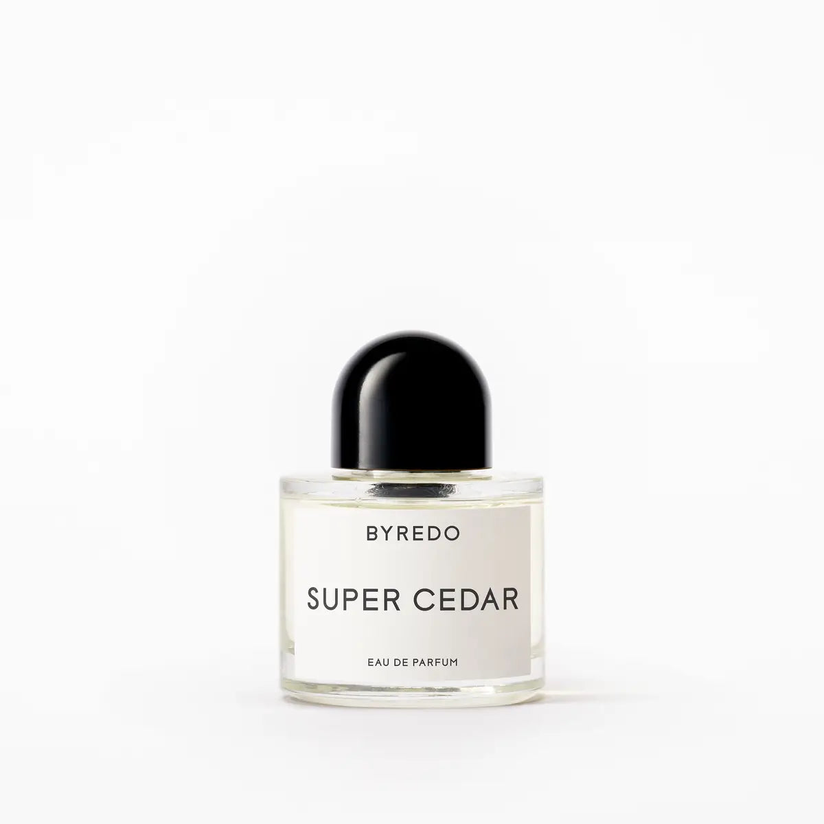 Byredo Super Cedar eau de parfum bottle on a white background