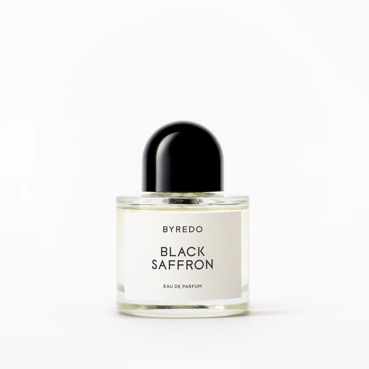 Byredo Black Saffron Eau de Parfum 3.4 oz unisex fragrance bottle with black dome cap on white background