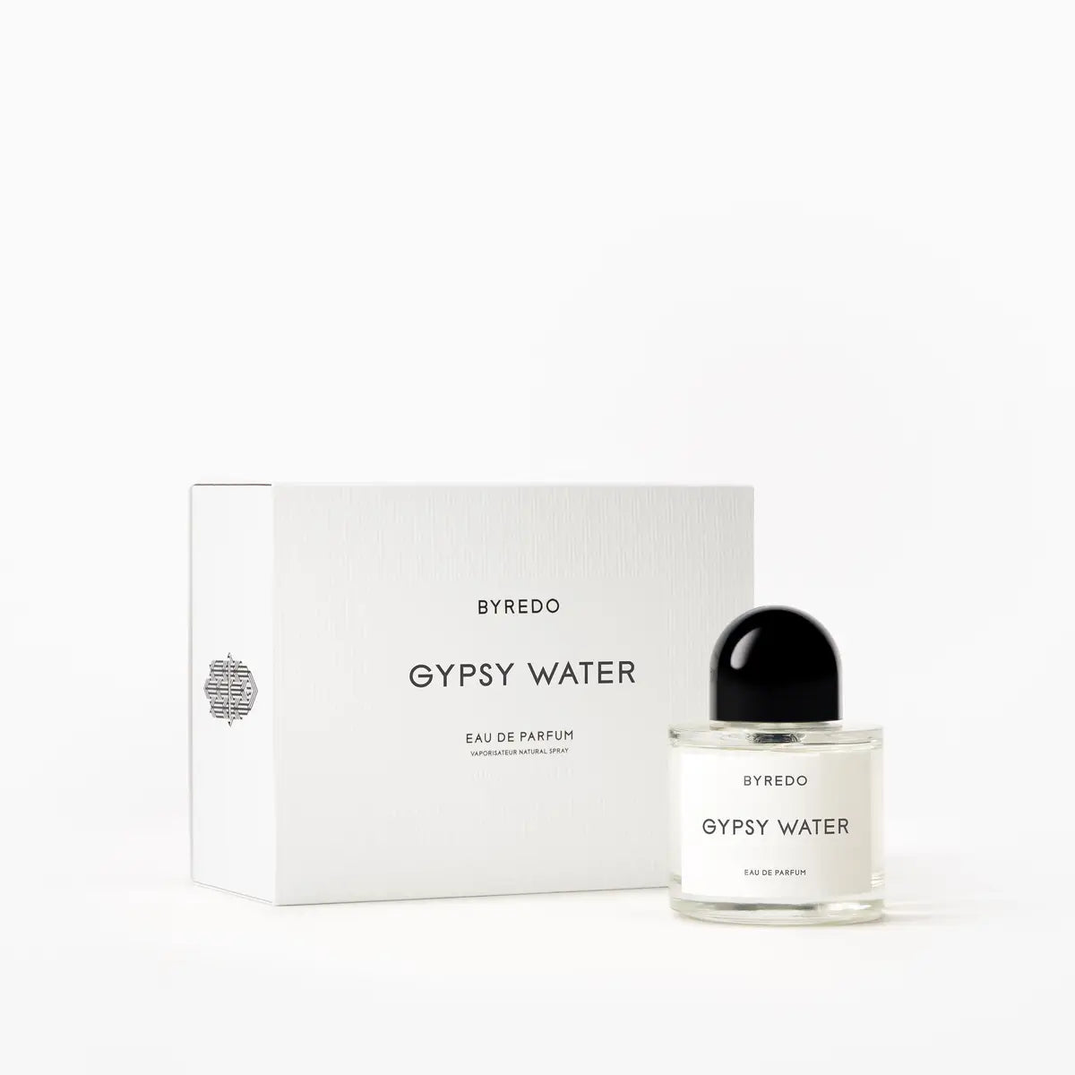 Byredo Gypsy Water eau de parfum bottle and packaging on a white background