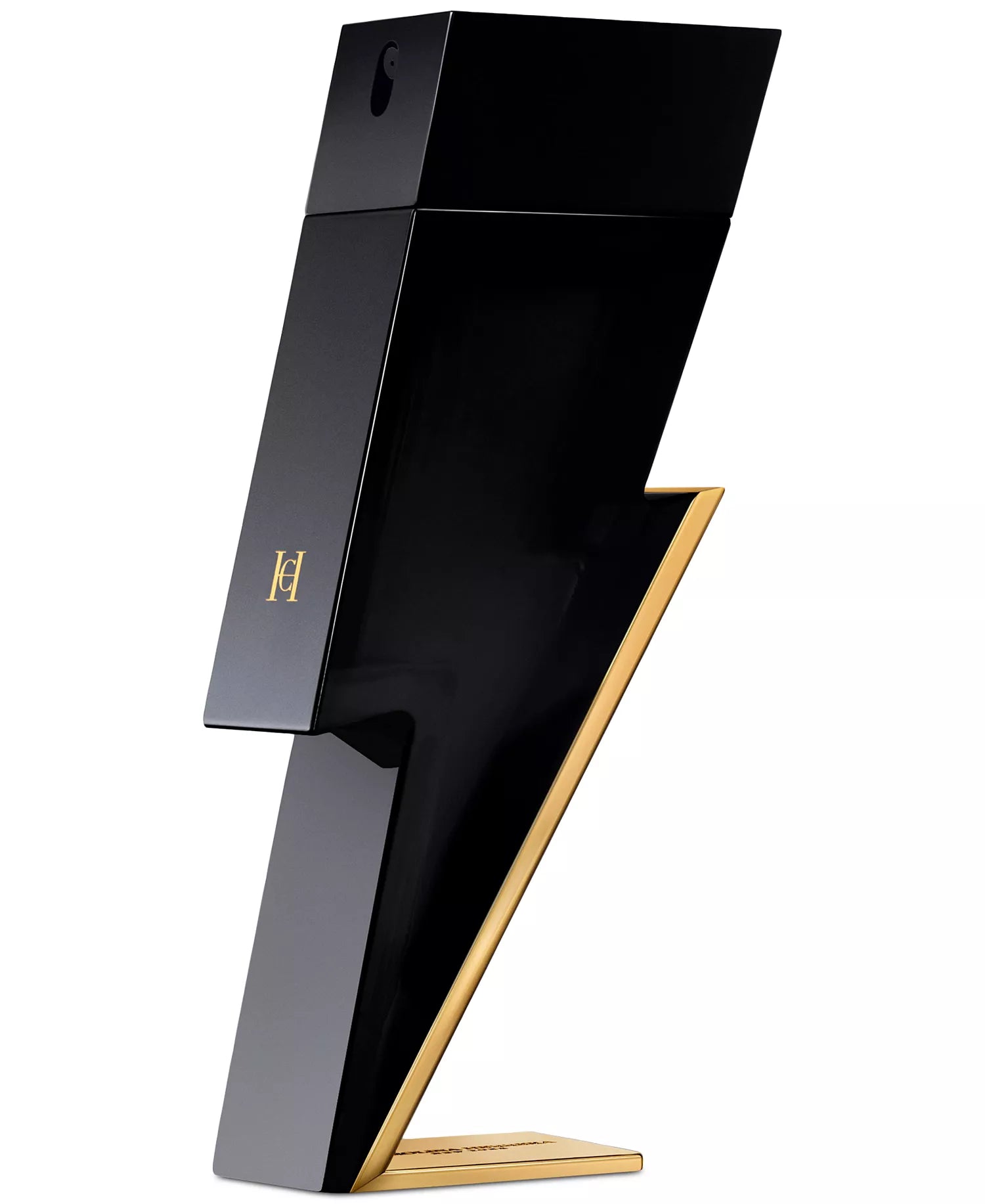 Black and gold decorative item with a geometric design on a white background