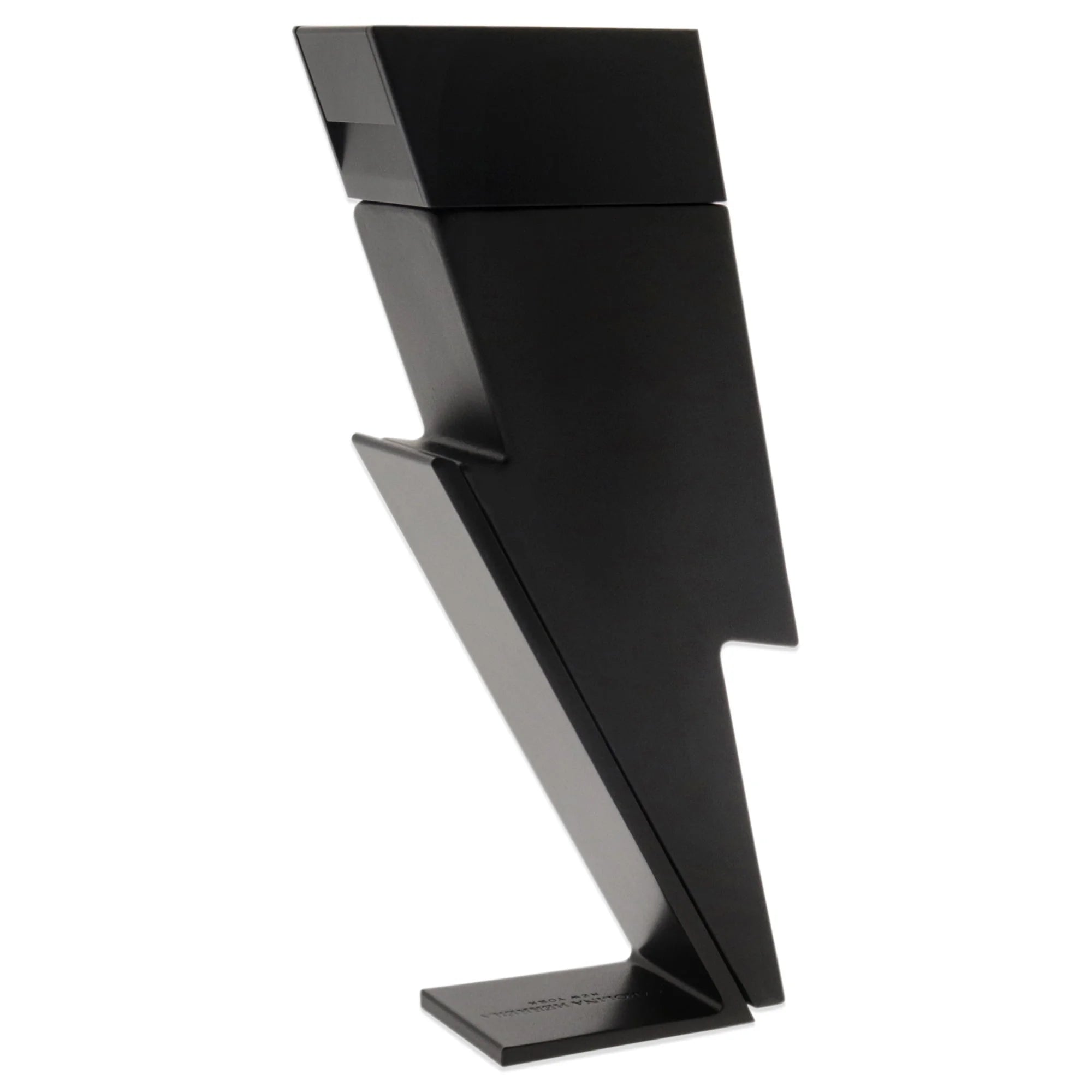 Black zigzag magazine rack on a white background