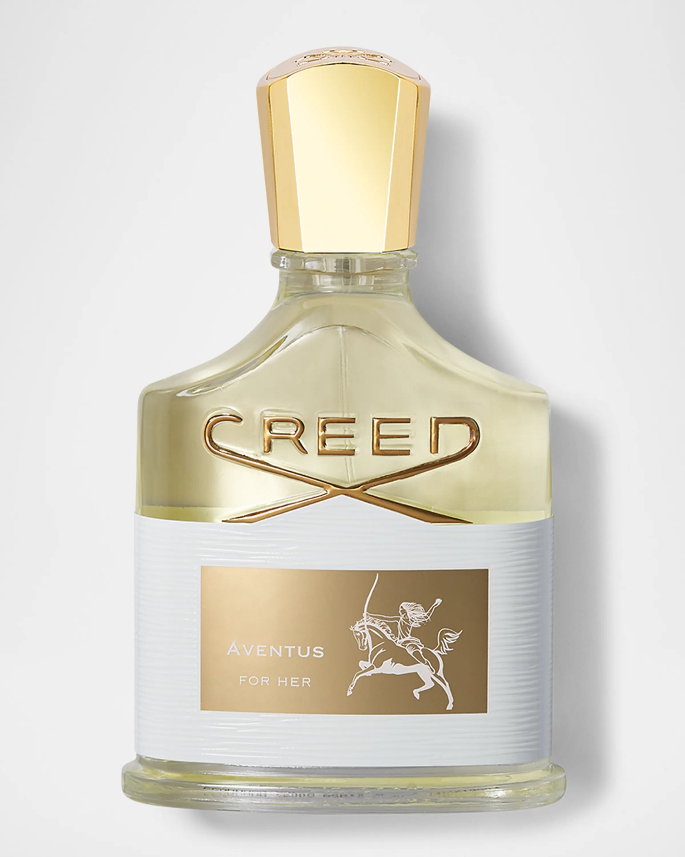 Creed Aventus for Her perfume bottle on a light gray background