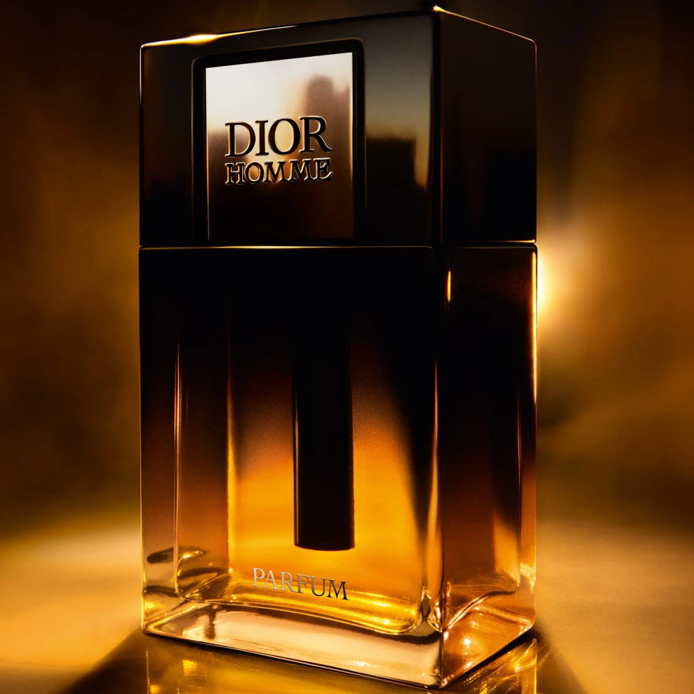 Dior Homme perfume bottle on a dark background