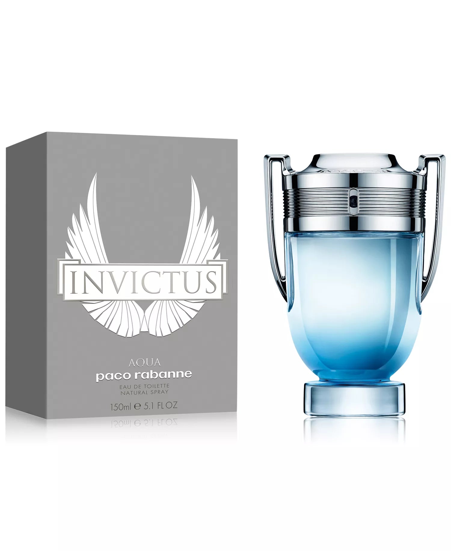 Paco Rabanne Invictus Aqua perfume bottle and packaging on a white background
