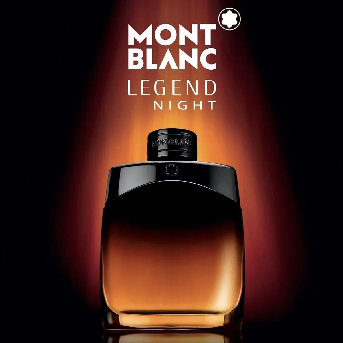 Mont Blanc Legend Night perfume bottle on a dark background