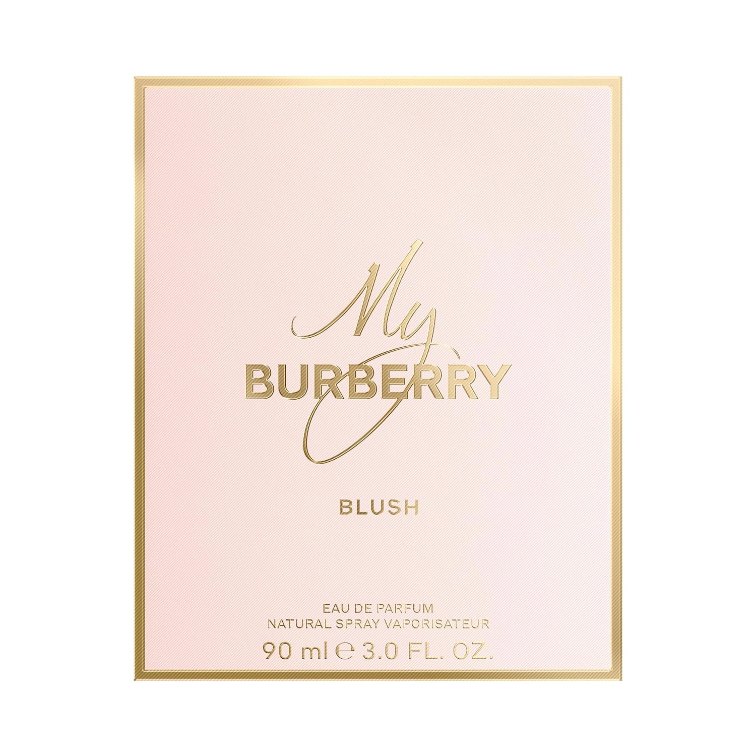 Burberry perfume packaging with 'My Burberry Blush' text on a light pink background