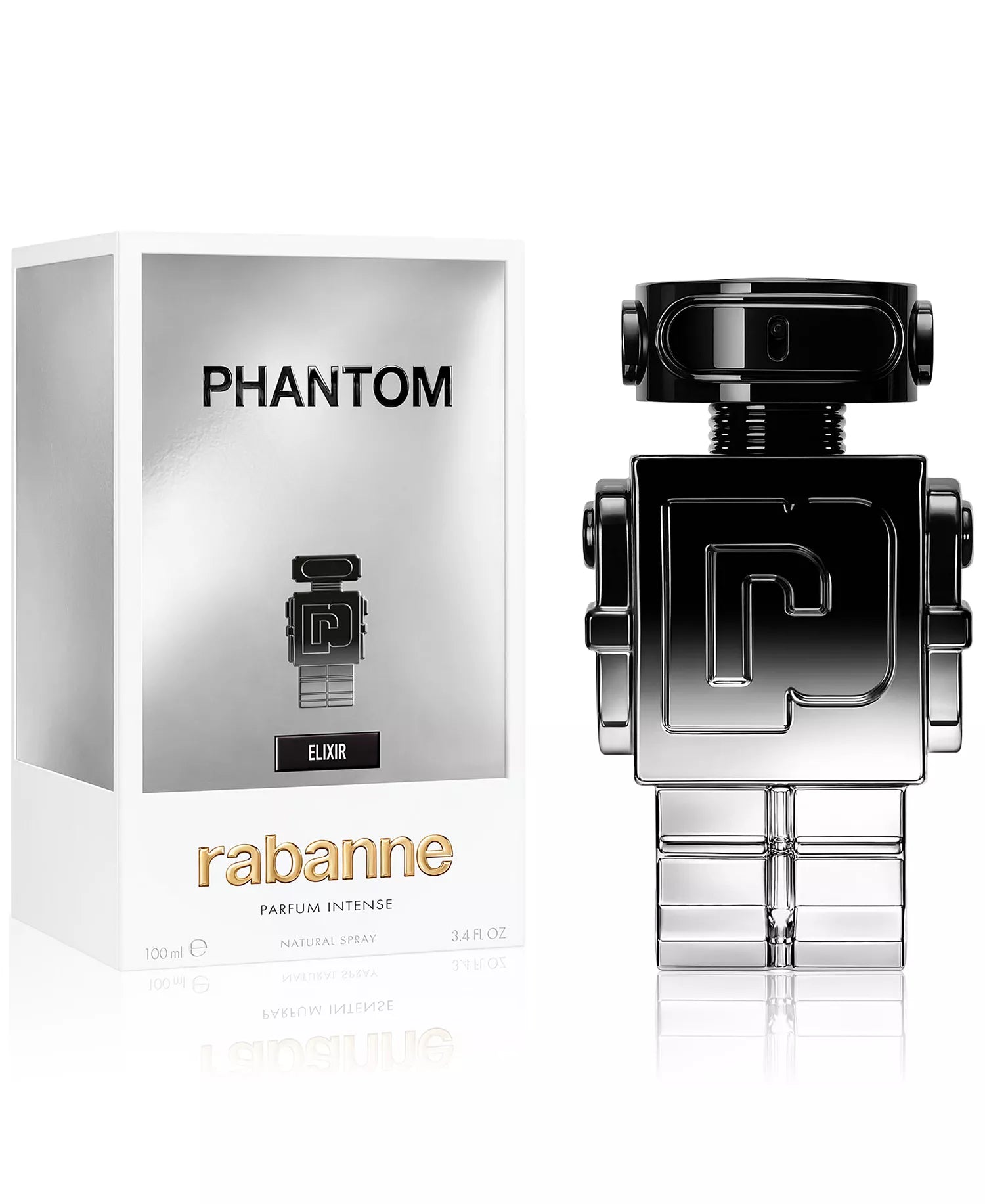 Rabanne Phantom perfume bottle and packaging on a white background