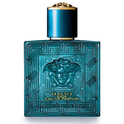 Versace Eros men's fragrance collection featuring Eros Pour Homme Eau de Parfum in turquoise and gold bottles - authentic designer cologne